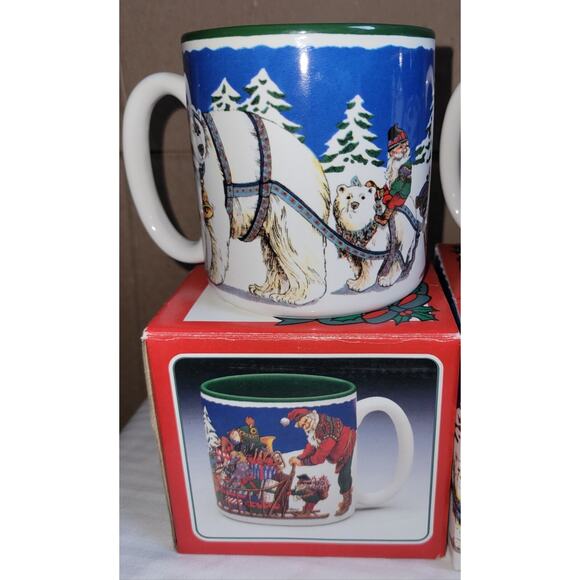Vtg Christmas Cups (2) Potpourri Designs Santa Mug-An Arctic Cmas 1994 CoffeeCup - Picture 2 of 12